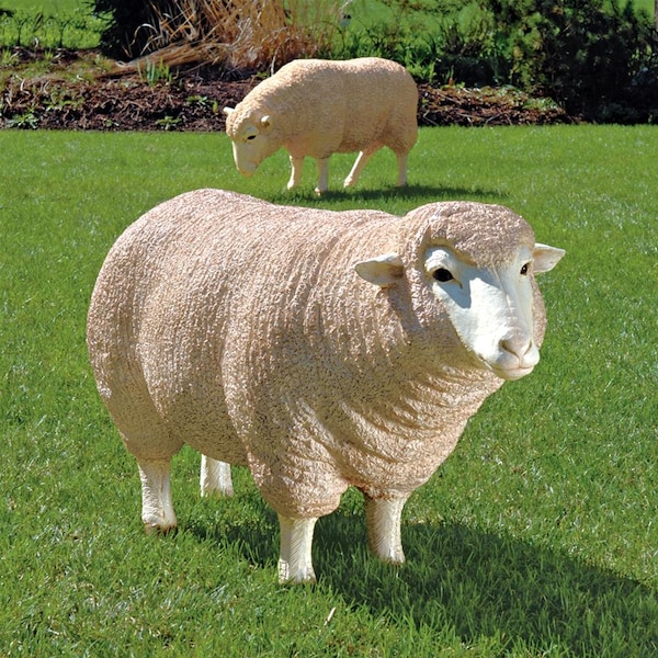 Design Toscano Merino Ewe Life-Size Sheep Statue: Head Up NE867047
